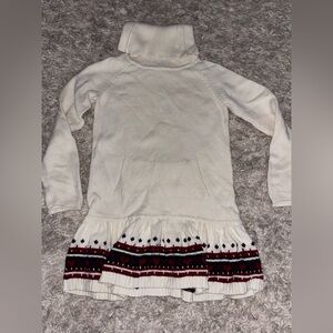 Baby Gap Cozy Cream Knit Dress with Red Heart Accents Size 8